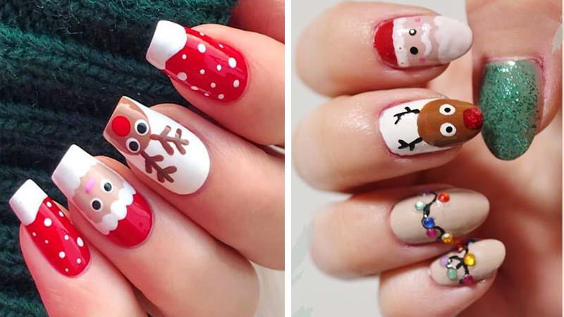 Mẫu nail Giáng sinh họa tiết tuần lộc số 7