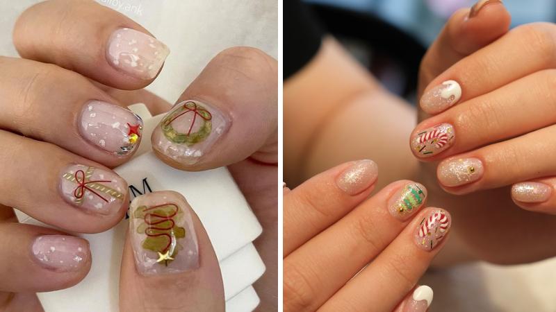 Mẫu nail Giáng sinh đính đá số 5