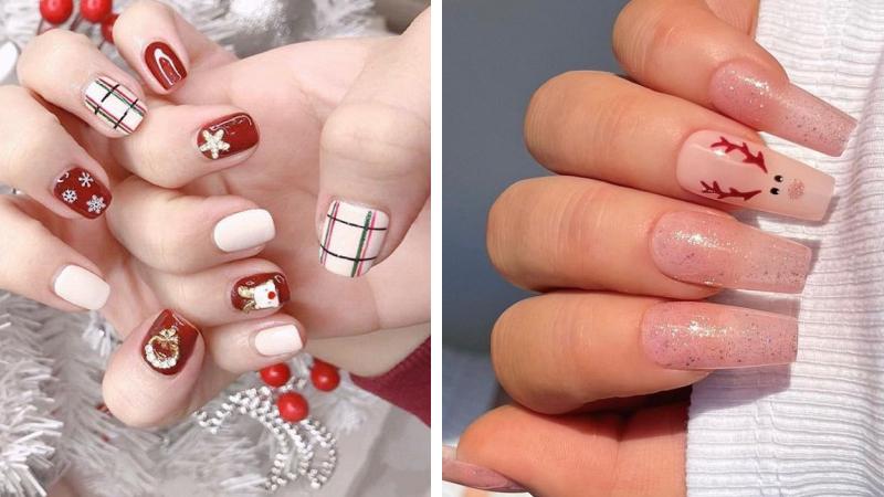 Mẫu nail Giáng sinh họa tiết tuần lộc số 6