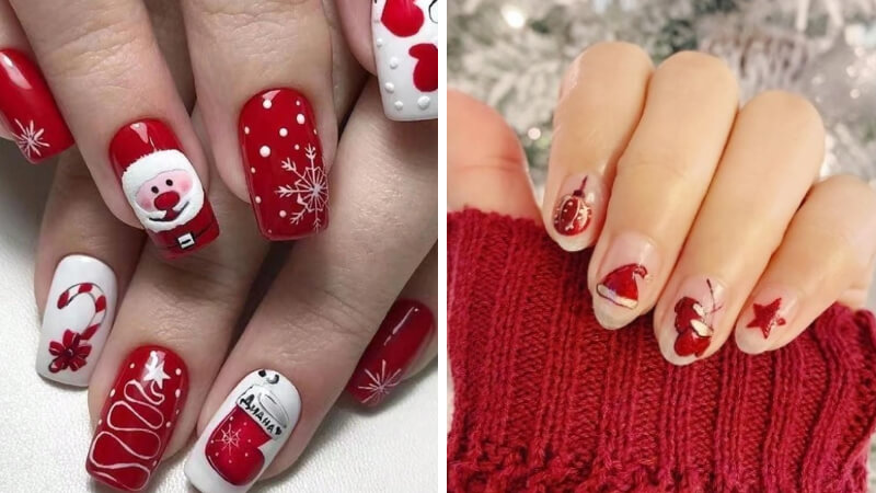Mẫu nail Giáng sinh màu đỏ số 4