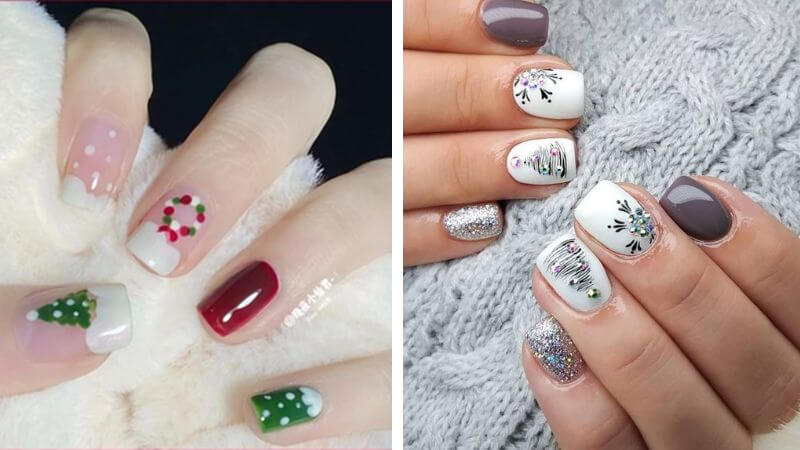 Mẫu nail cây thông Giáng sinh số 1