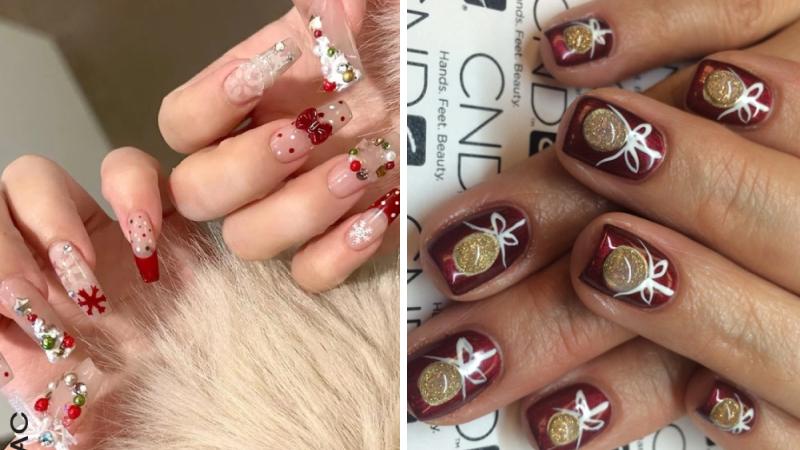 Mẫu nail Giáng sinh đính đá số 2