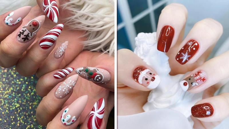 Mẫu nail Giáng sinh họa tiết tuần lộc số 4