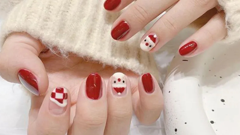 Mẫu nail ông già Giáng sinh số 1