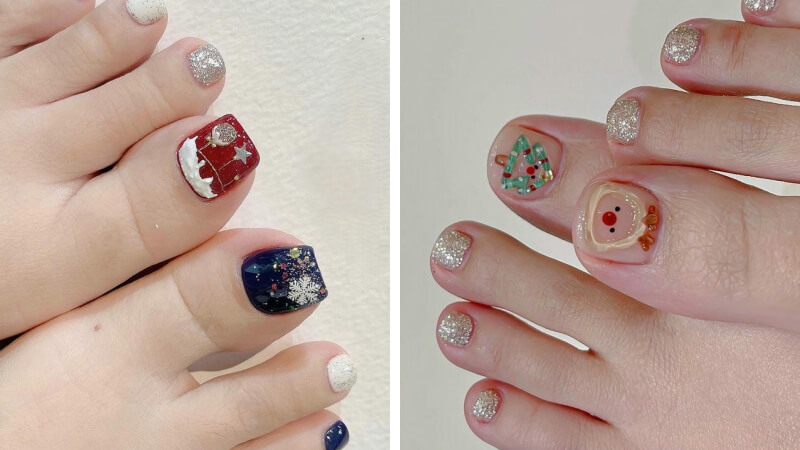 Mẫu nail Giáng sinh bàn chân số 8