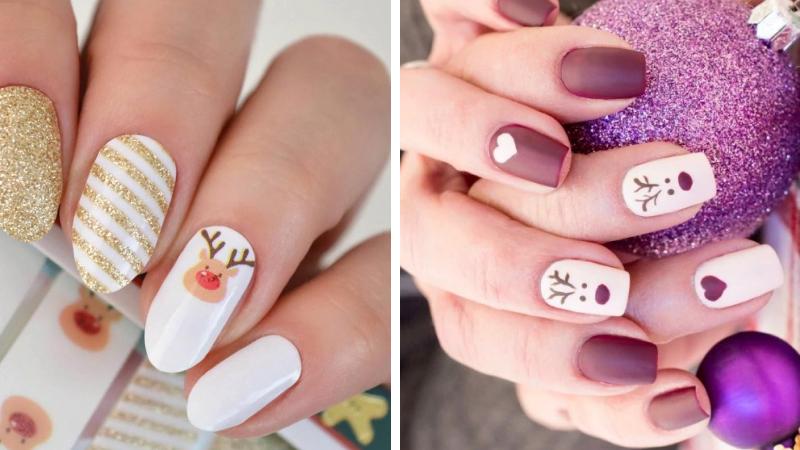Mẫu nail Giáng sinh họa tiết tuần lộc số 1