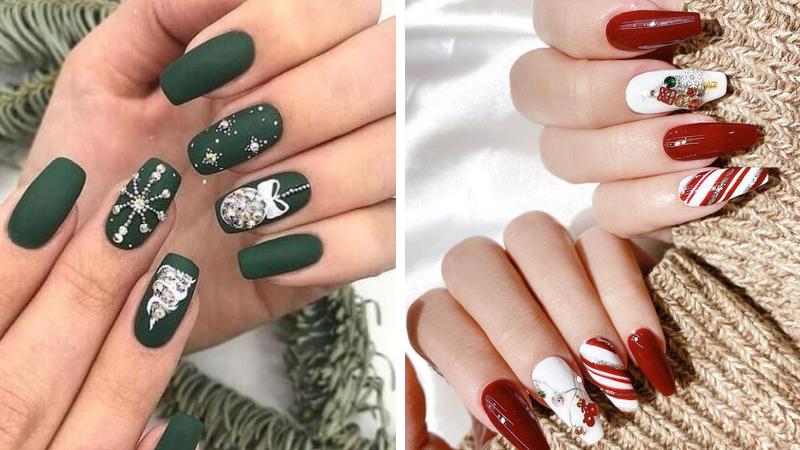 Mẫu nail Giáng sinh đính đá số 3
