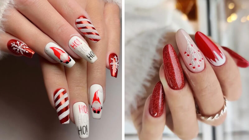 Mẫu nail Giáng sinh màu đỏ số 3