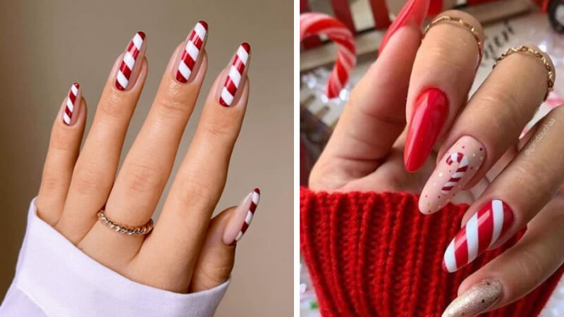 Mẫu nail Giáng sinh móng nhọn số 8