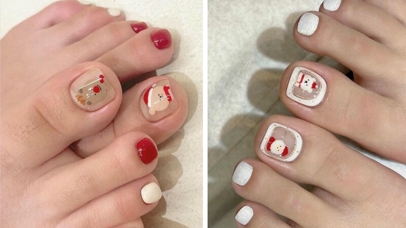 Mẫu nail Giáng sinh bàn chân số 6
