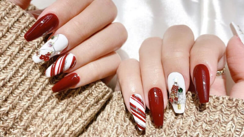 Mẫu nail Giáng sinh màu đỏ số 8