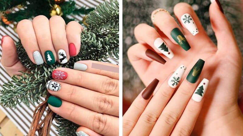 Mẫu nail cây thông Giáng sinh số 4