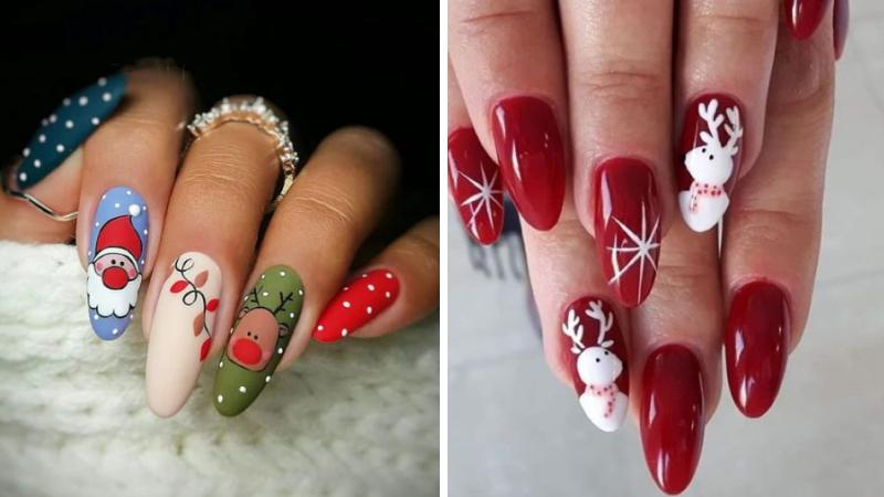 Mẫu nail Giáng sinh họa tiết tuần lộc số 8