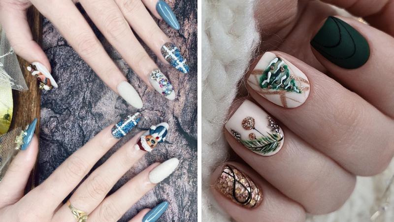 Mẫu nail Giáng sinh đính đá số 4