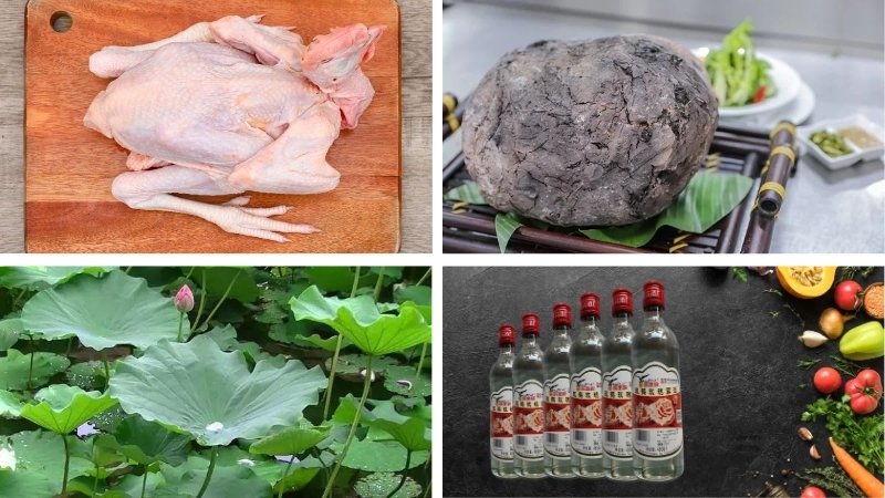 Nguyên liệu làm món gà ăn mày Trung Quốc