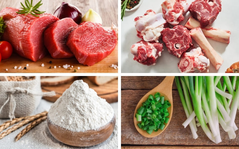 Nguyên liệu tươi ngon quyết định hương vị chuẩn của mì bò.