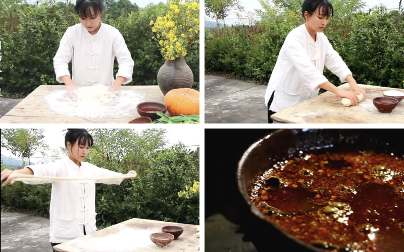 Các bước chế biến tuần tự tạo nên tô mì trọn vị.