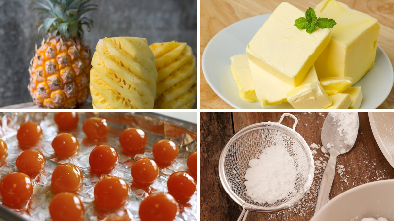 Nguyên liệu làm bánh dứa trứng muối Nguyên liệu làm bánh dứa trứng muối