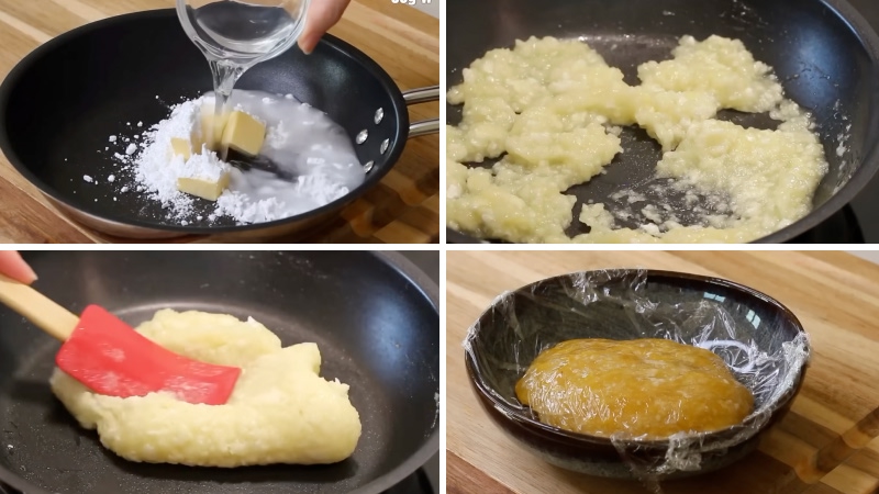 Bước 2: Chuẩn bị phần nhân dừa, thơm Bước 2: Chuẩn bị phần nhân dừa, thơm