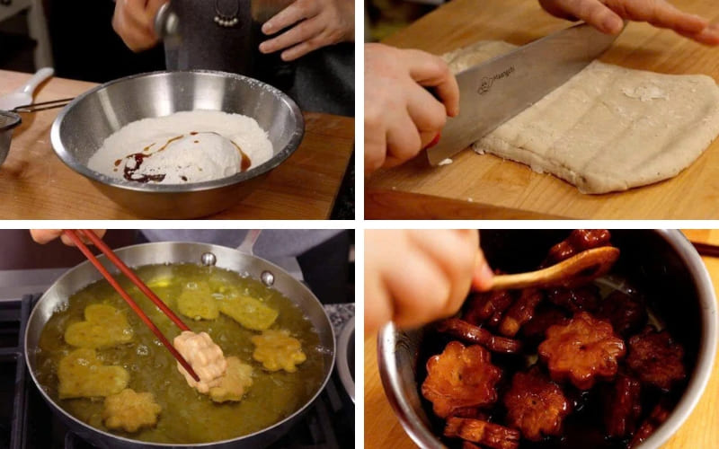 Các bước làm cẩn thận giúp bánh giòn mềm hoàn hảo.