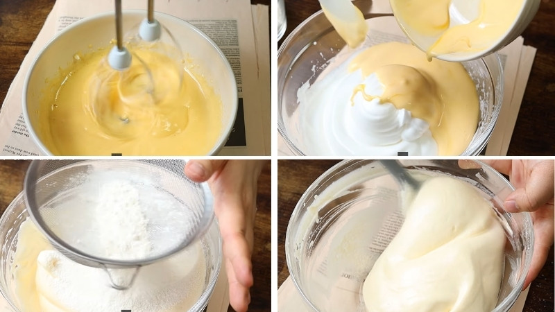 Trộn hỗn hợp bột bánh