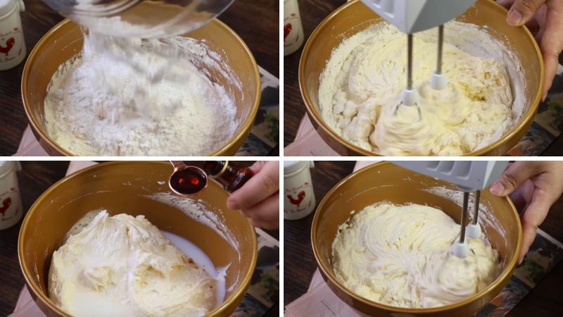 Trộn hỗn hợp bột và sữa