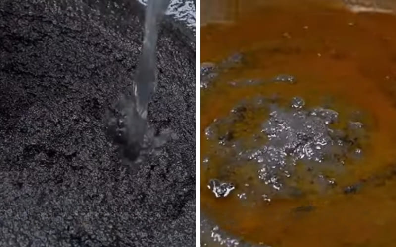 Người làm khuấy đều để dầu nổi lên bề mặt. Người làm khuấy đều để dầu nổi lên bề mặt.