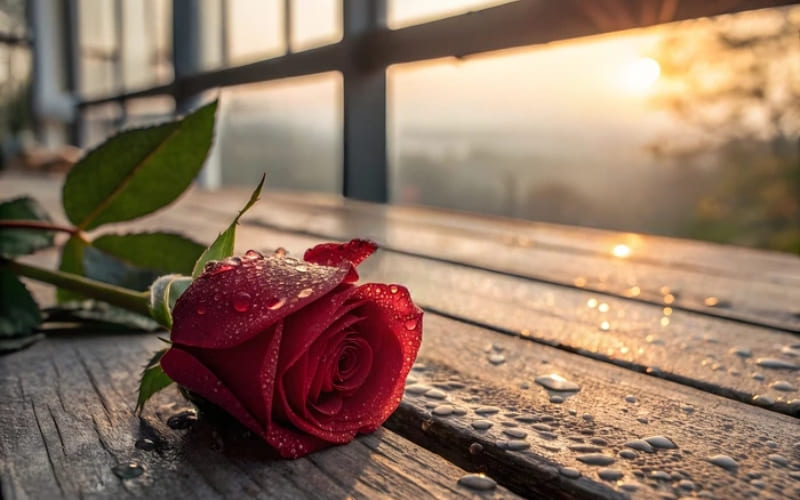Bông hồng duy nhất tượng trưng trái tim cô độc.