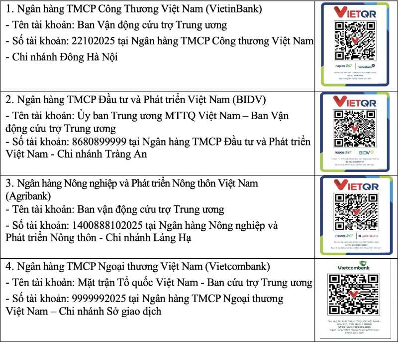 Các tài khoản KHÔNG CÔNG KHAI thông tin ủng hộ