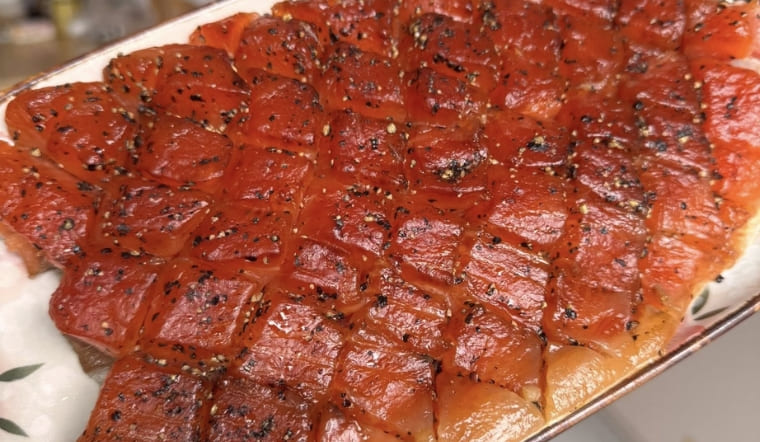 Đu trend công thức làm candied salmon (kẹo cá hồi hun khói) hot Tiktok
