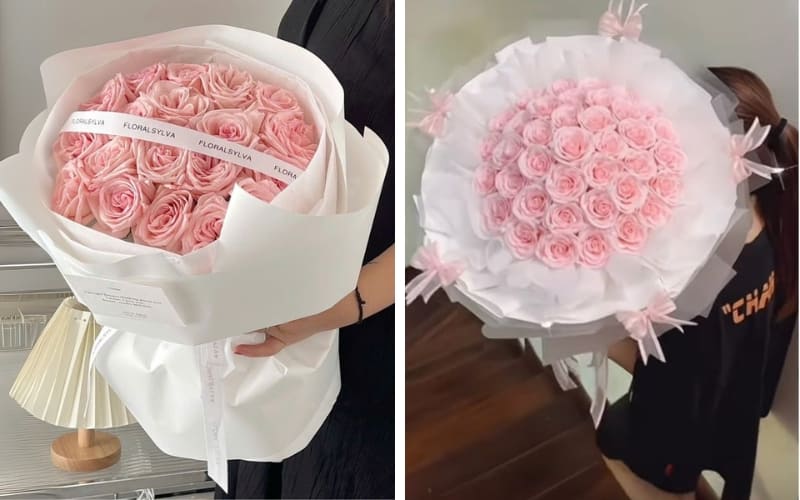 Mỗi bó hoa hồng gửi gắm thông điệp tình cảm riêng.