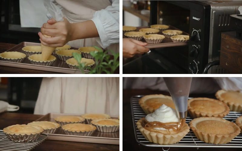 Tart được nướng vàng nhẹ giúp hương vị tròn trịa hơn.