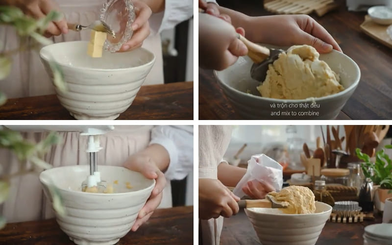 Kem hạnh nhân tạo điểm nhấn béo thơm cho nhân bánh.