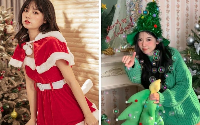 Trang phục đỏ xanh cùng phụ kiện thể hiện tinh thần lễ hội Trang phục đỏ xanh cùng phụ kiện thể hiện tinh thần lễ hội