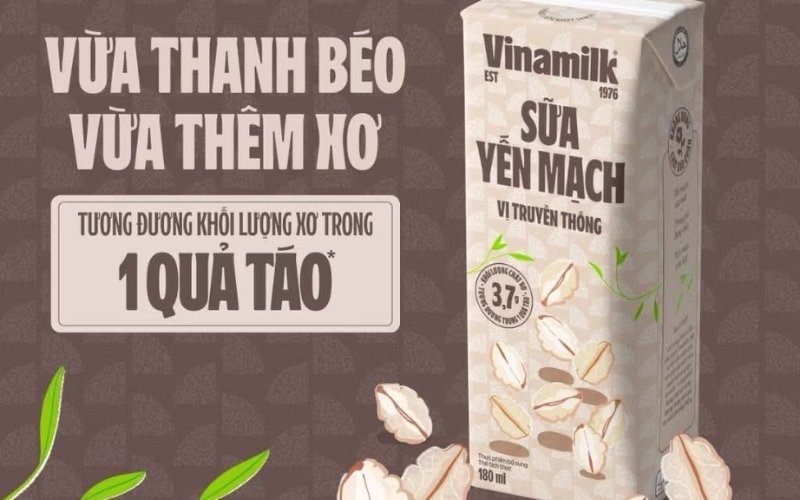 Sữa Yến Mạch Vinamilk chứa 100% yến mạch không biến đổi gen, bổ sung xơ và mang vị ngọt tự nhiên Sữa Yến Mạch Vinamilk chứa 100% yến mạch không biến đổi gen, bổ sung xơ và mang vị ngọt tự nhiên