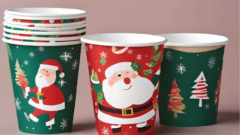 Ly giấy in họa tiết Noel tiện lợi, giá rẻ Ly giấy in họa tiết Noel tiện lợi, giá rẻ