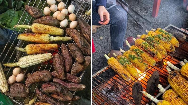 Ngô nướng, khoai nướng