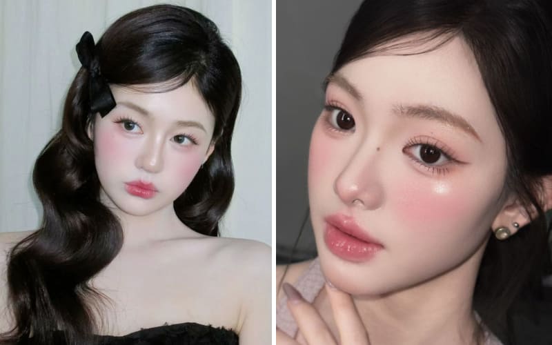 Makeup đi tiệc tất niên tông Hồng Đào/Nhũ lấp lánh (Douyin/Hàn Quốc)