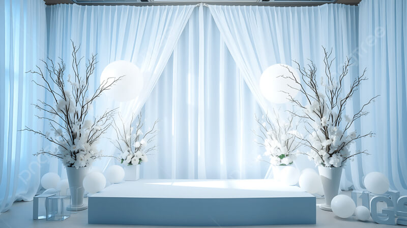 Trang trí sân khấu Year End Party vải lụa