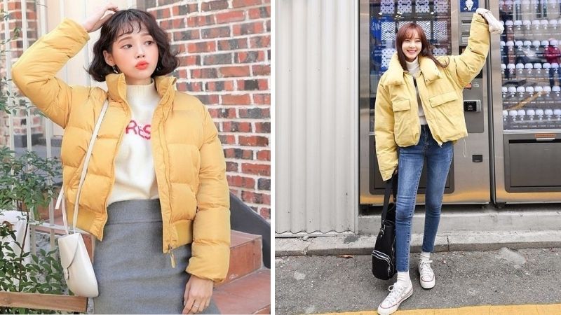 Cách phối đồ với áo phao ngắn Cách phối đồ với áo phao ngắn