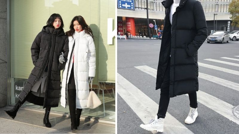 Cách phối đồ với áo phao dáng dài Cách phối đồ với áo phao dáng dài