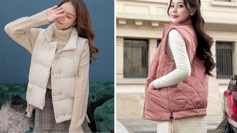 Phối đồ với áo phao gile nữ Phối đồ với áo phao gile nữ