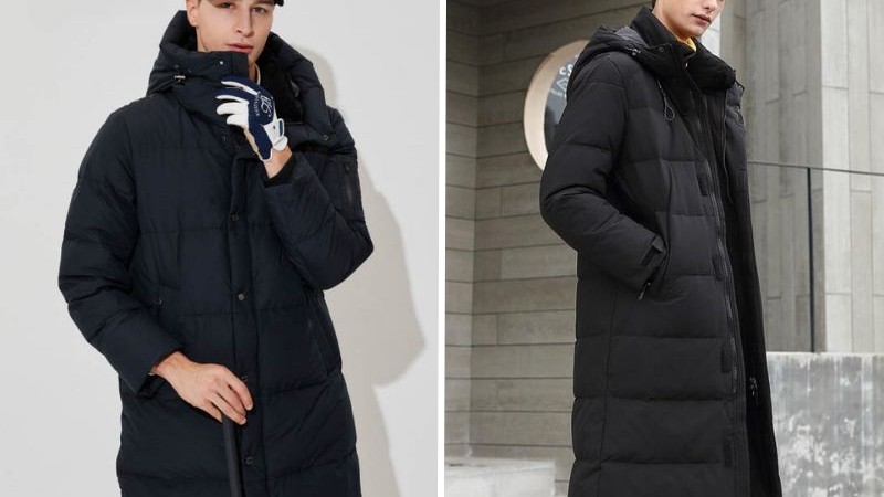 Áo phao dáng dài, áo cổ lọ và quần âu Áo phao dáng dài, áo cổ lọ và quần âu