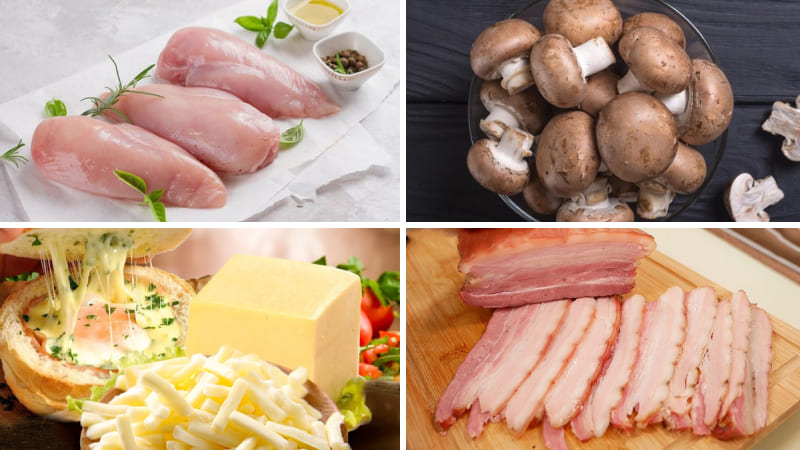 Nguyên liệu làm ức gà cuộn nấm giáng sinh