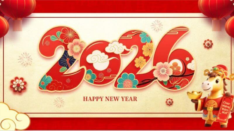 Background Chúc mừng năm mới 2026 cute cho điện thoại 12