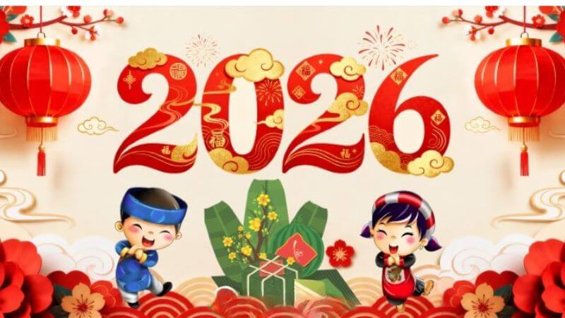 Background Chúc mừng năm mới 2026 cute cho điện thoại 1