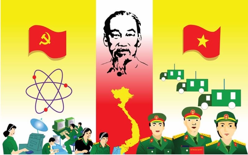 Thiết kế ba cột thể hiện sự phát triển của quân đội từ truyền thống đến hiện đại