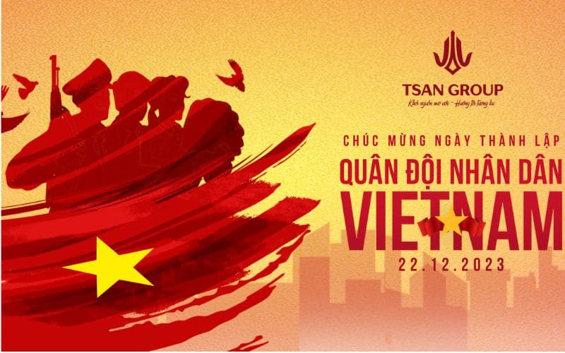 Thiết kế nghệ thuật với nét vẽ cờ đỏ sao vàng dành cho doanh nghiệp Tsan Group