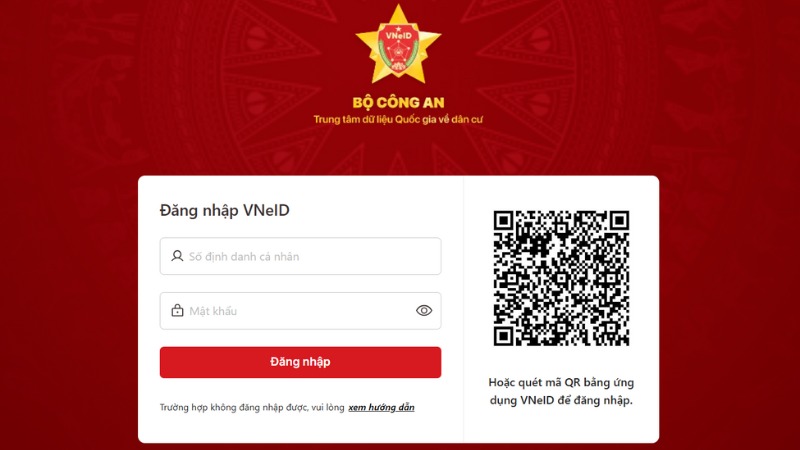 Nhập số định danh cá nhân, mật khẩu hoặc quét mã QR Nhập số định danh cá nhân, mật khẩu hoặc quét mã QR