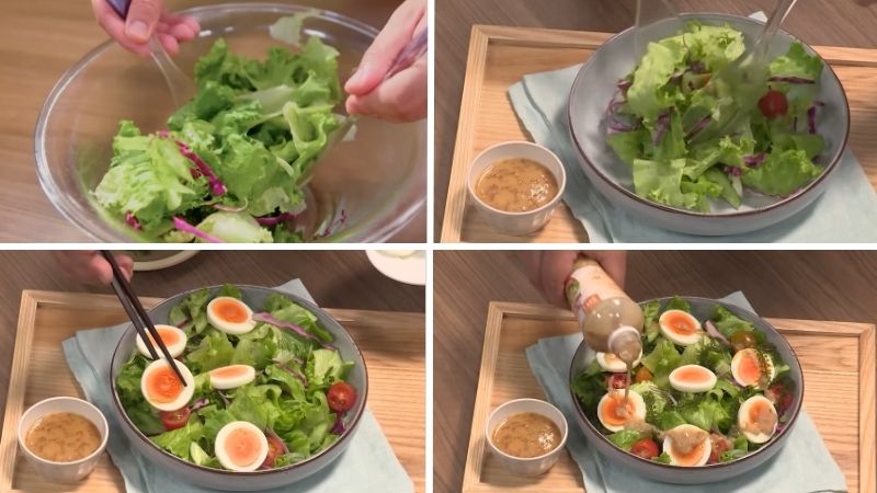 Trộn rau củ và hoàn thiện với sốt